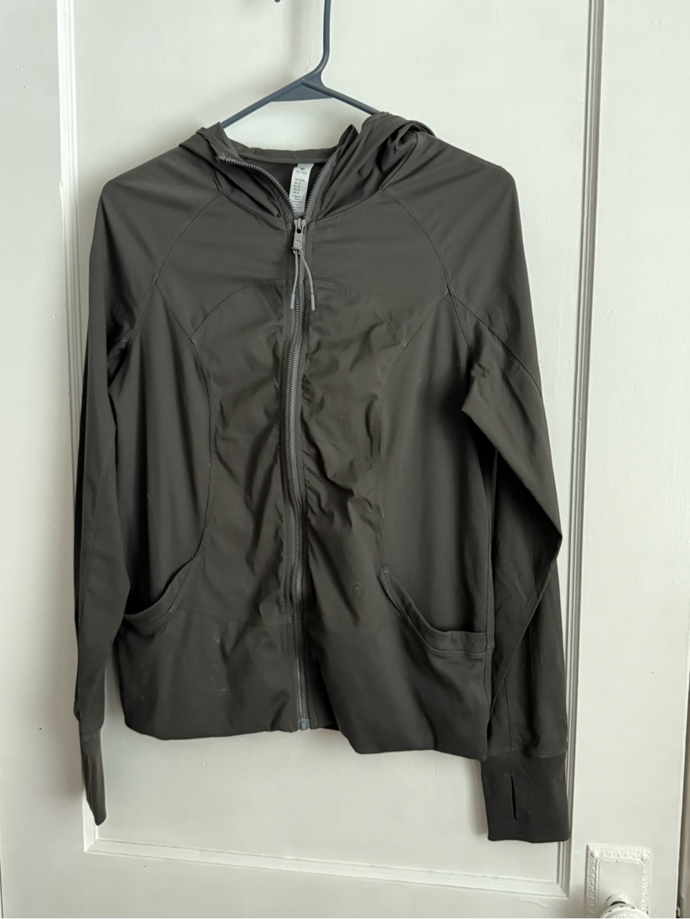 CRZ YOGA Women's Hooded Zip Utility Jacket - Dark Gray